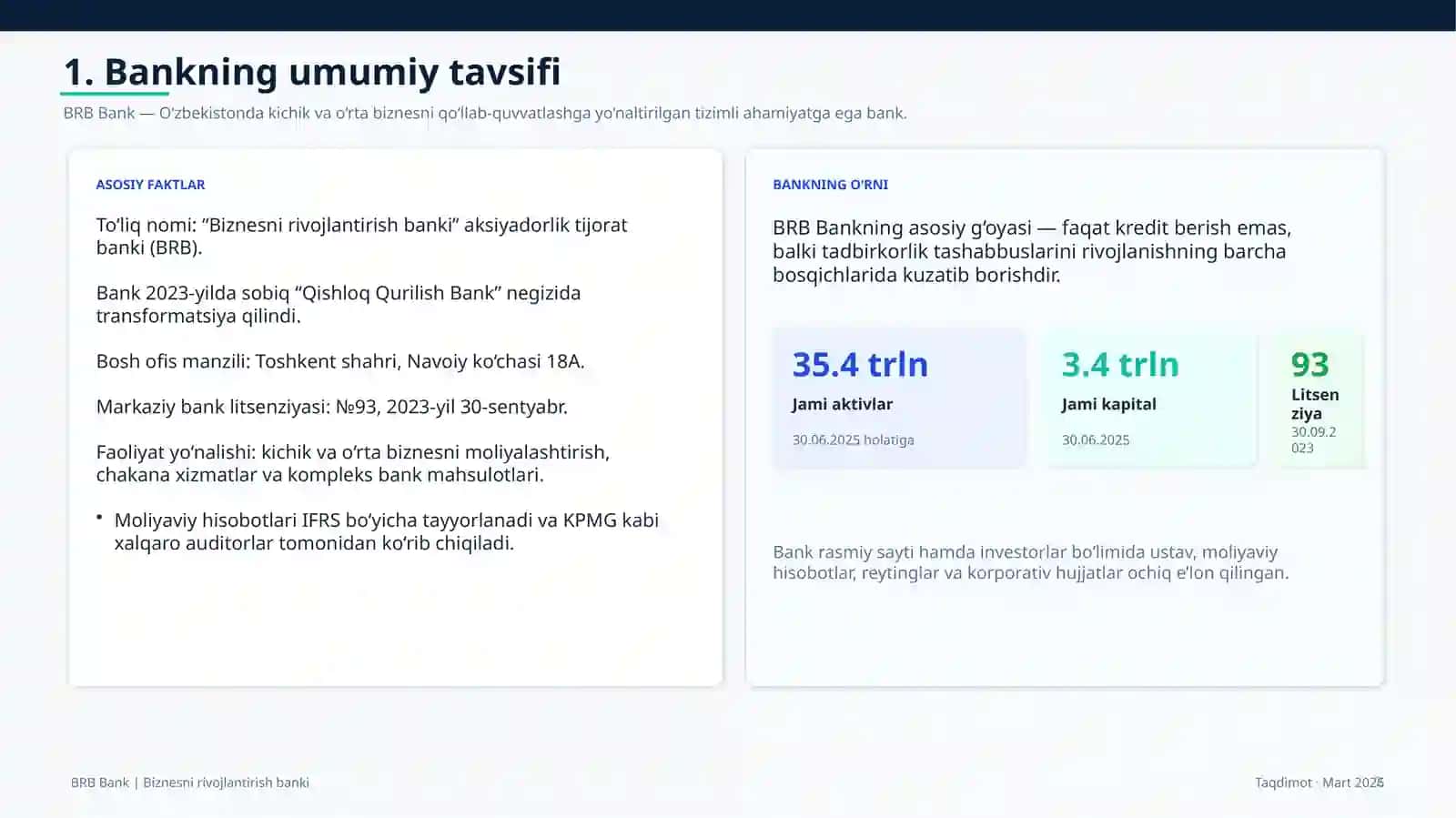 Biznesni rivojlantirish banki haqida 2