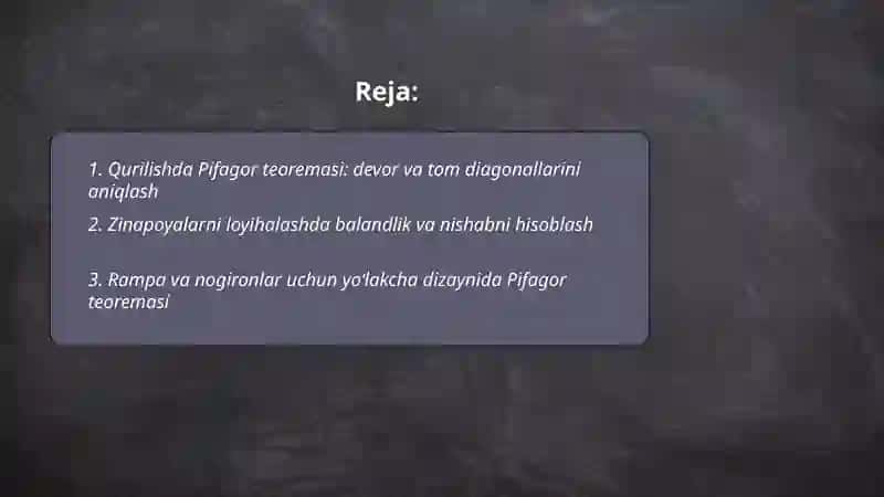 Pifagor teoremasining tatbiqlari 2