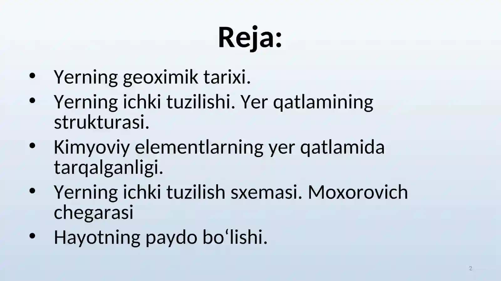 YERNING ICHKI TUZILISHI VA YER QATLAMINING STRUKTURASI. YER QATLAMINING TUZILISHI VA TOG’ JINSLARI 2