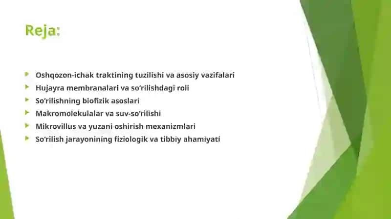 Oshqozon-ichak traktida so‘rilishning biofizikaviy mexanizmlari 2