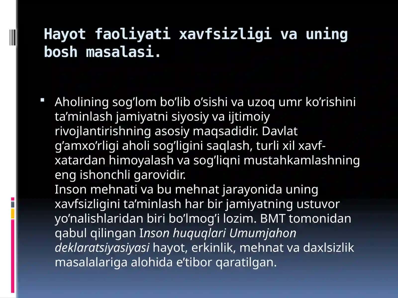 Hayot xafsizligini boshqarish 2