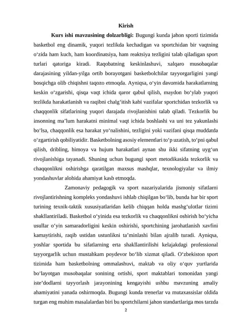 Basketbol oʻyinida tezkorlik va chaqqonlikni rivojlantirish usullari 2
