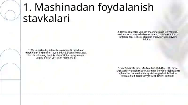 Yer Qazish-Tashish Mashinalarini Ish Davri 2