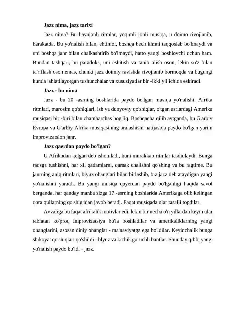 Jazz nima, jazz tarixi 2