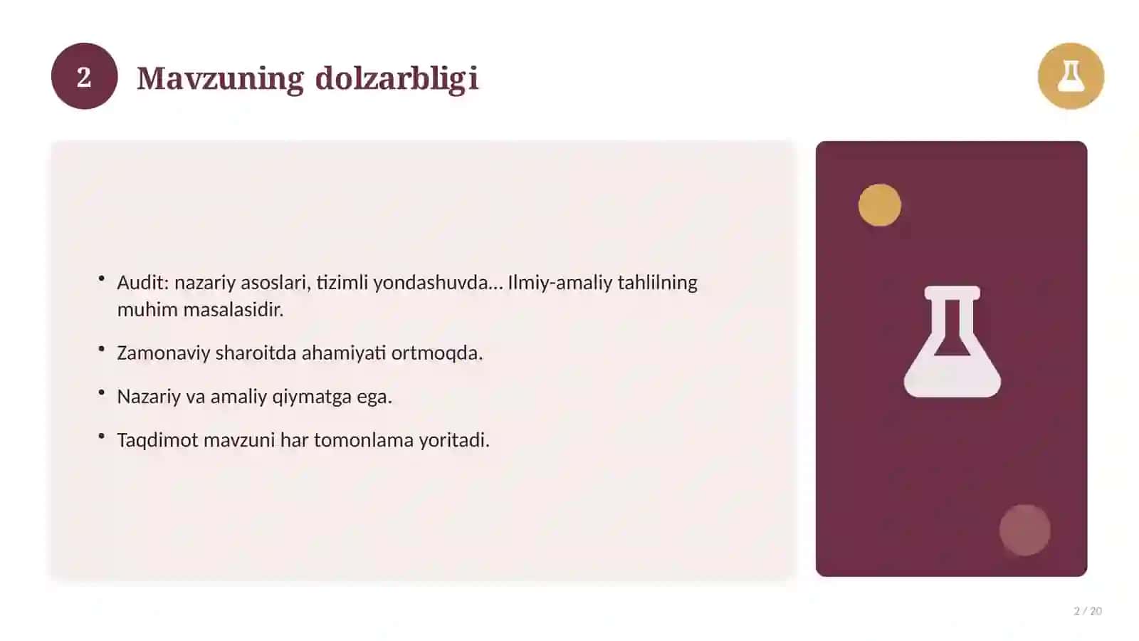 Audit: nazariy asoslari, tizimli yondashuvda (Magistrlik dissertatsiyasi mavzusi) 2