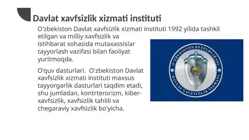 O'zbekiston Davlat xavfsizlik xizmati instituti 2