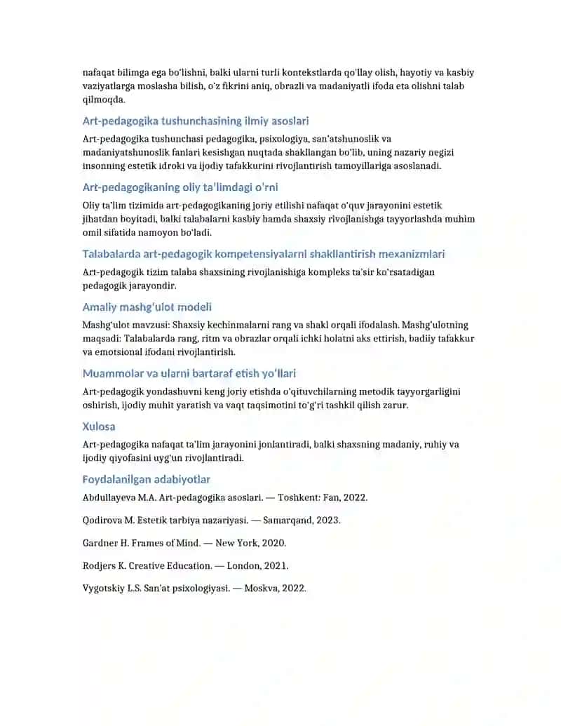 Art-pedagogika tizimi 2