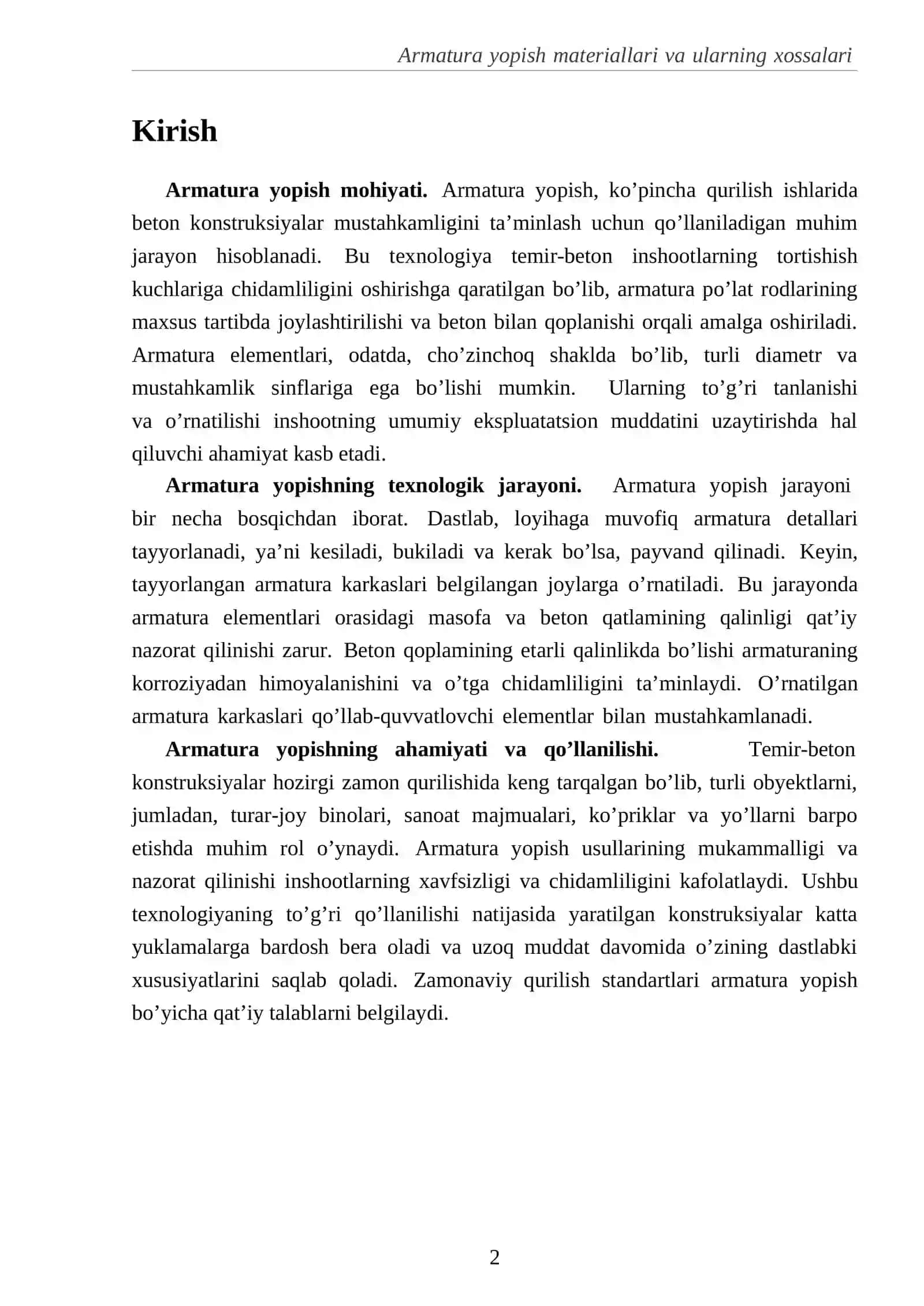 Armatura yopish materiallari va ularning xossalari 2