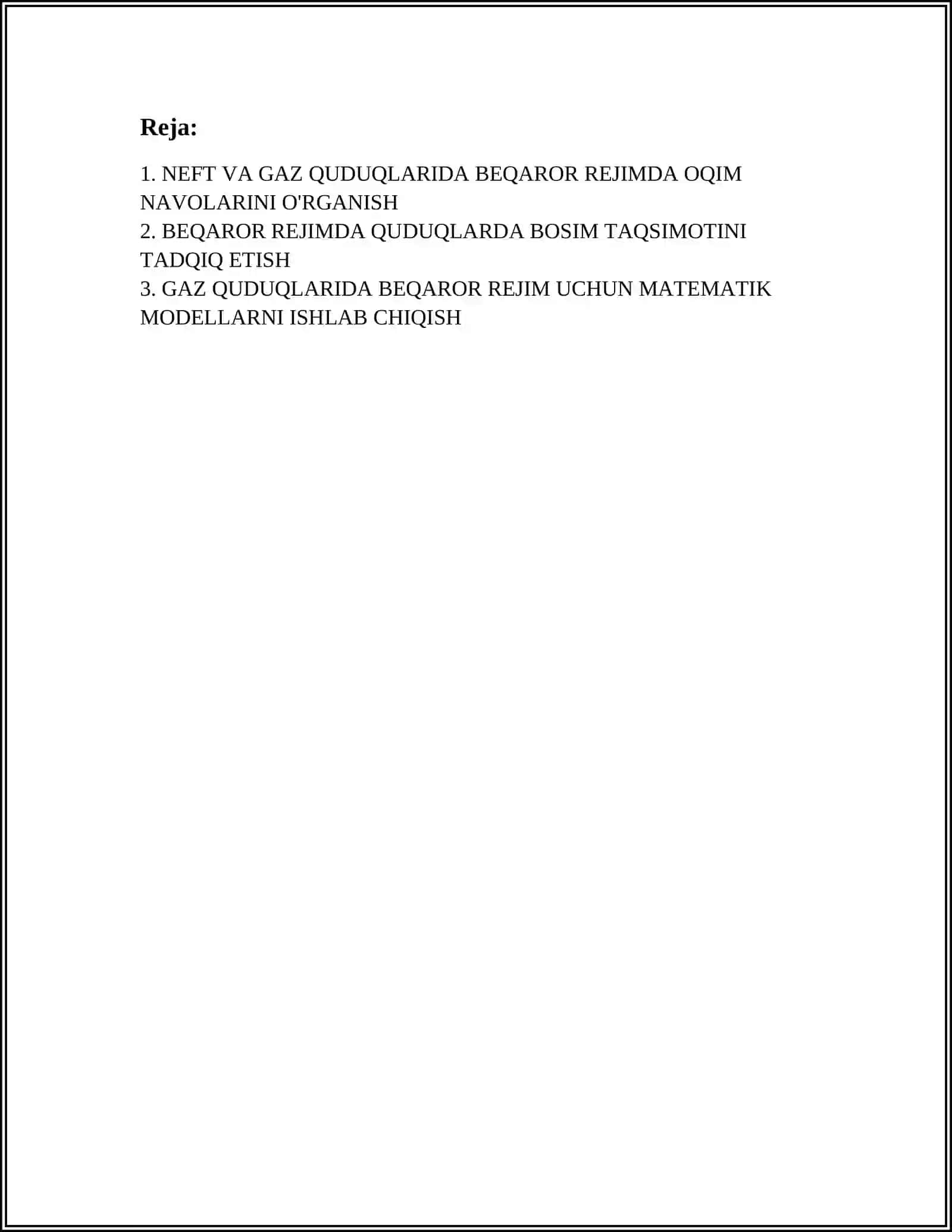 NEFT VA GAZ QUDUQLARIDA BEQAROR(NOSTATSIONAR) REJIMDA TADQIQOTLASH USULLARINI O'RGANISH 2