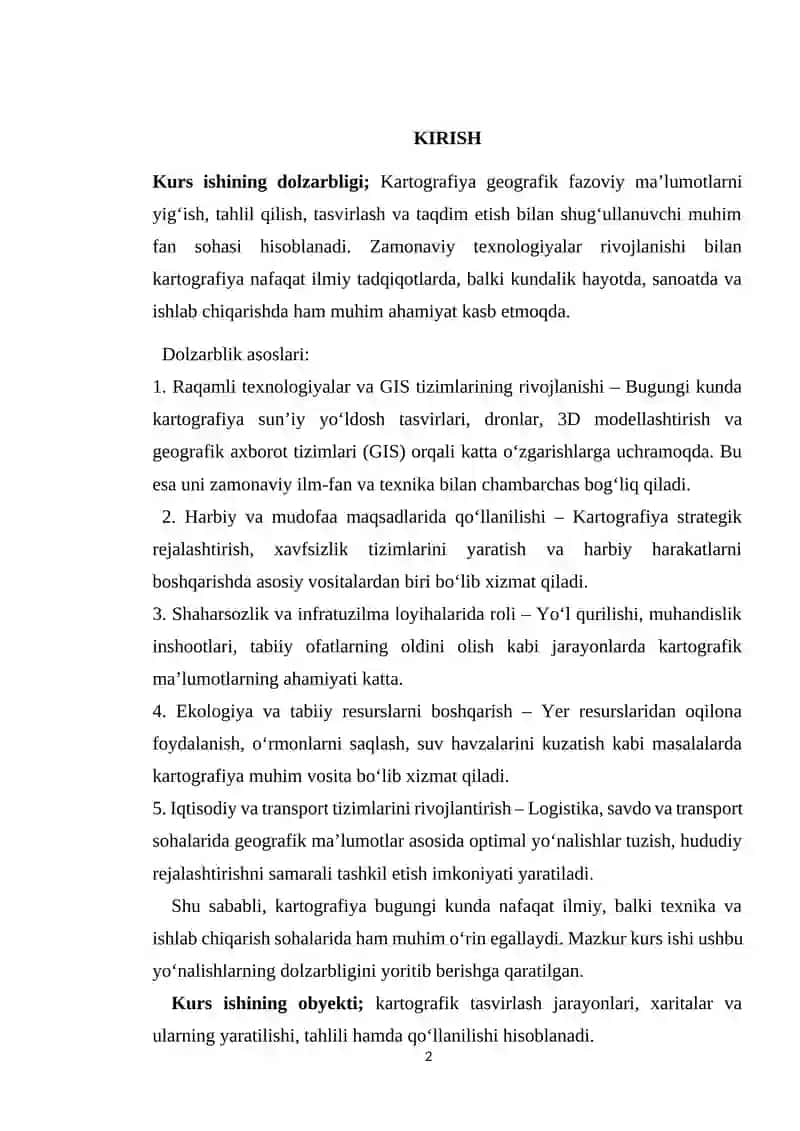 Kartografiya-fan,texnika va ishlab chiqarish soxasi sifatida.Kartografiyaning nazariy korinishi 2