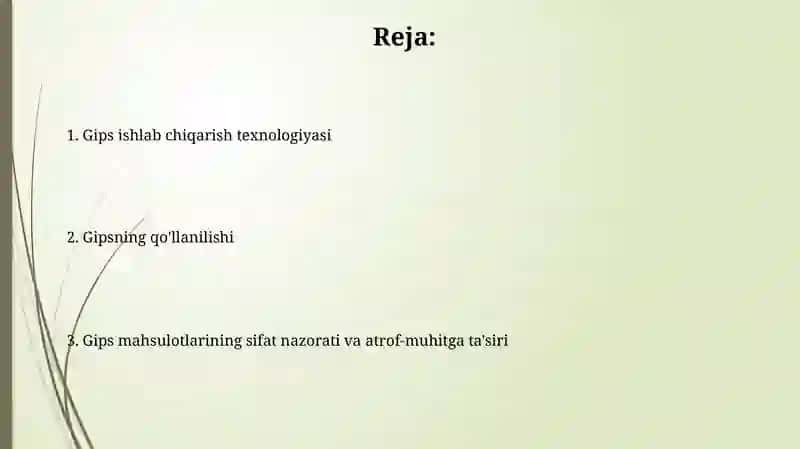 Gips olish texnologiyasi va ishlatilish soxalari 2