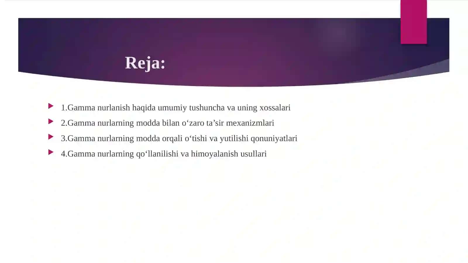 Gamma nurlarning modda bilan o‘zaro ta’siri | Fizika prezentatsiya PPT 2