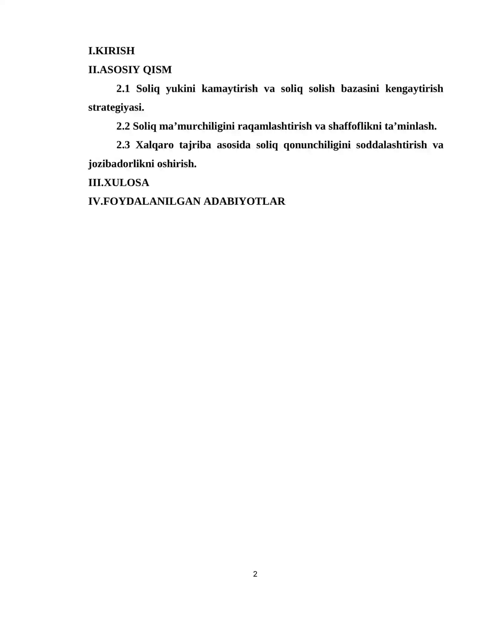 O’zbekiston soliq tizimini islloh qilishning asosiy yo’nalishlari 2