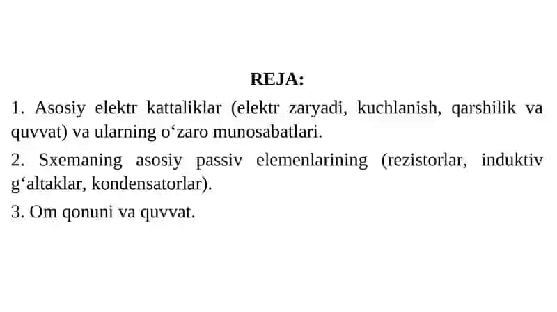 Sinusoidal tok, uni xarakterlovchi asossiy kattaliklar 2