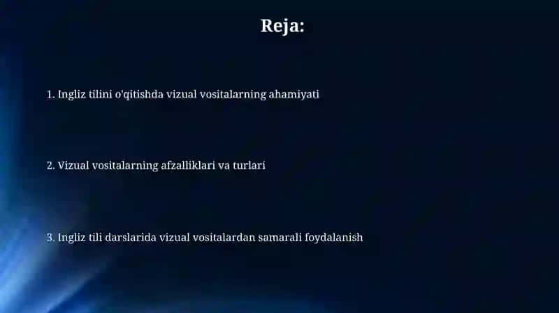 Ingliz tilini o'qitishda vizual vositalarning ahamiyati 2