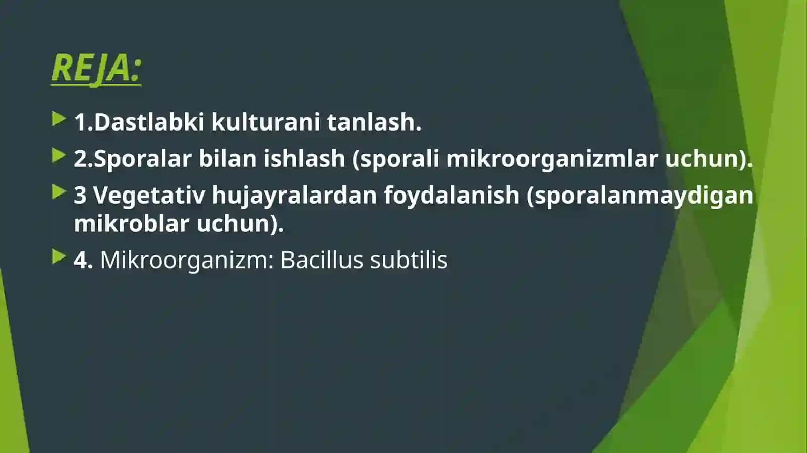 HUJAYRA YOKI SPORALARDAN FOYDALANIB DASTLABKI MATERIAL EKISH (INOKULYAT TAYYORLASH) 2