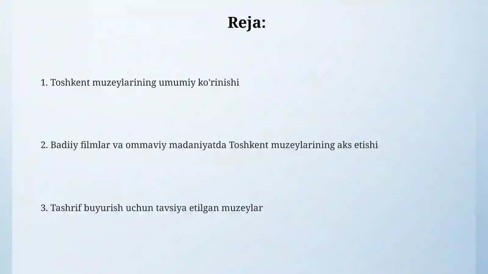 Toshkent shahrida joylashgan muzeylar 2
