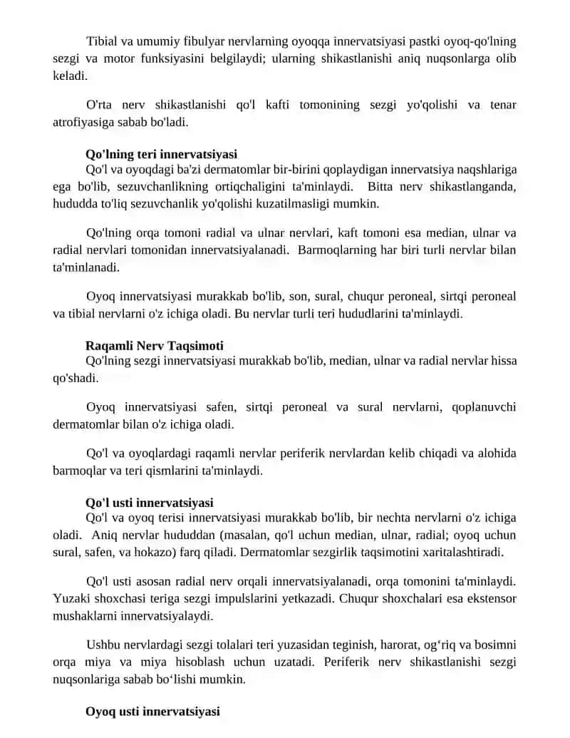 Anatomiyadan Qo‘l va Oyoq terisini inervatsiyasi 2