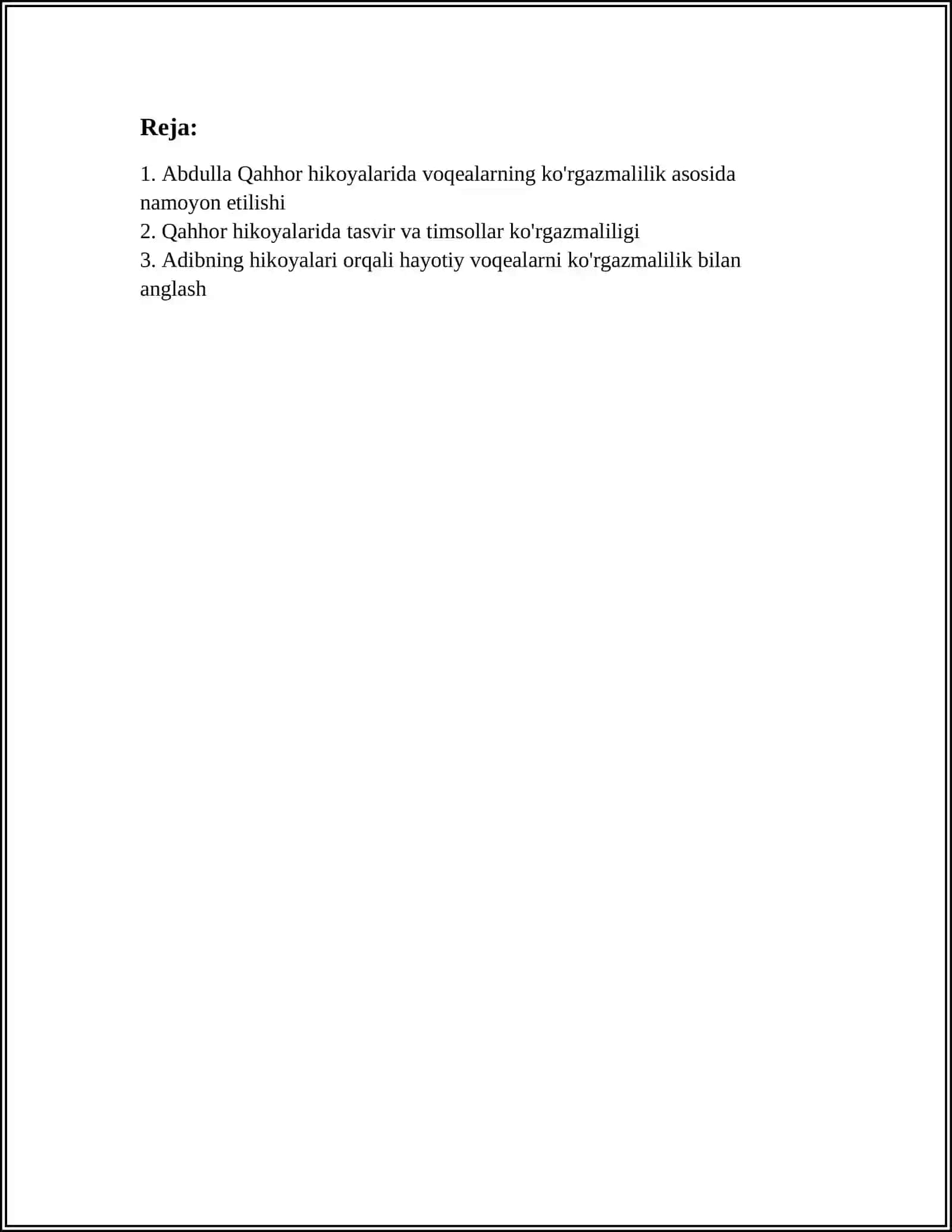 ABDULLA QAHHOR HIKOYALARINI KO'RGAZMALILIK ASOSIDA O'RGANISH 2