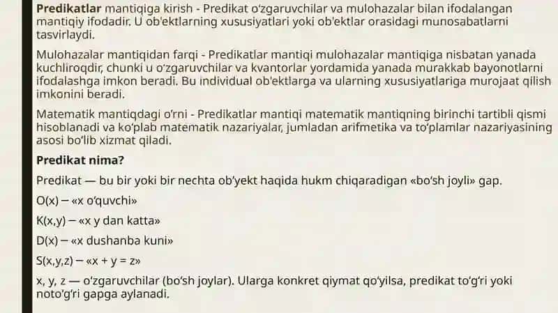 Predikatlar 2