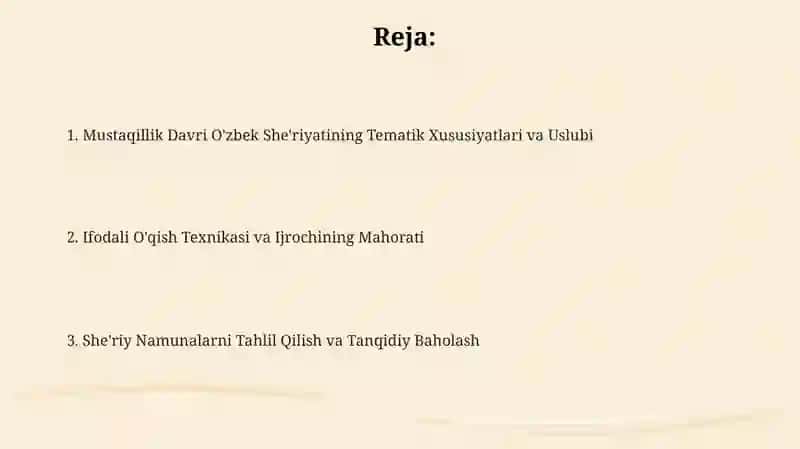 Mustaqillik Davri O'zbek She'riyatining Tematik Xususiyatlari 2