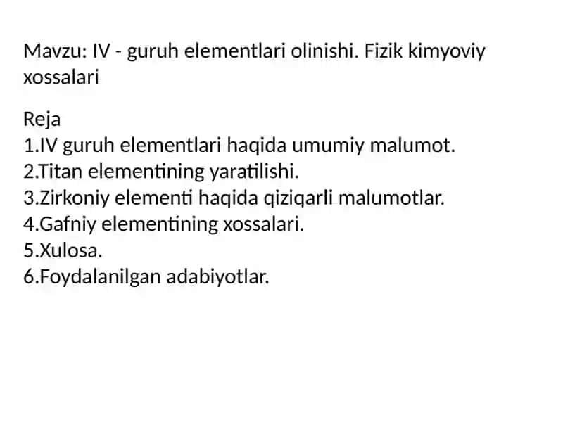 IV-guru elementlari haqida umumiy malumot 2