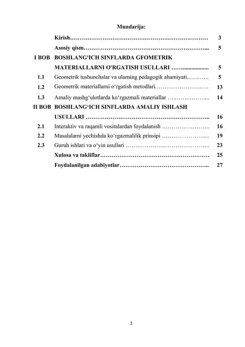 Boshlang'ich sinflarda geometrik materiallarni o'rgatish usullari 2