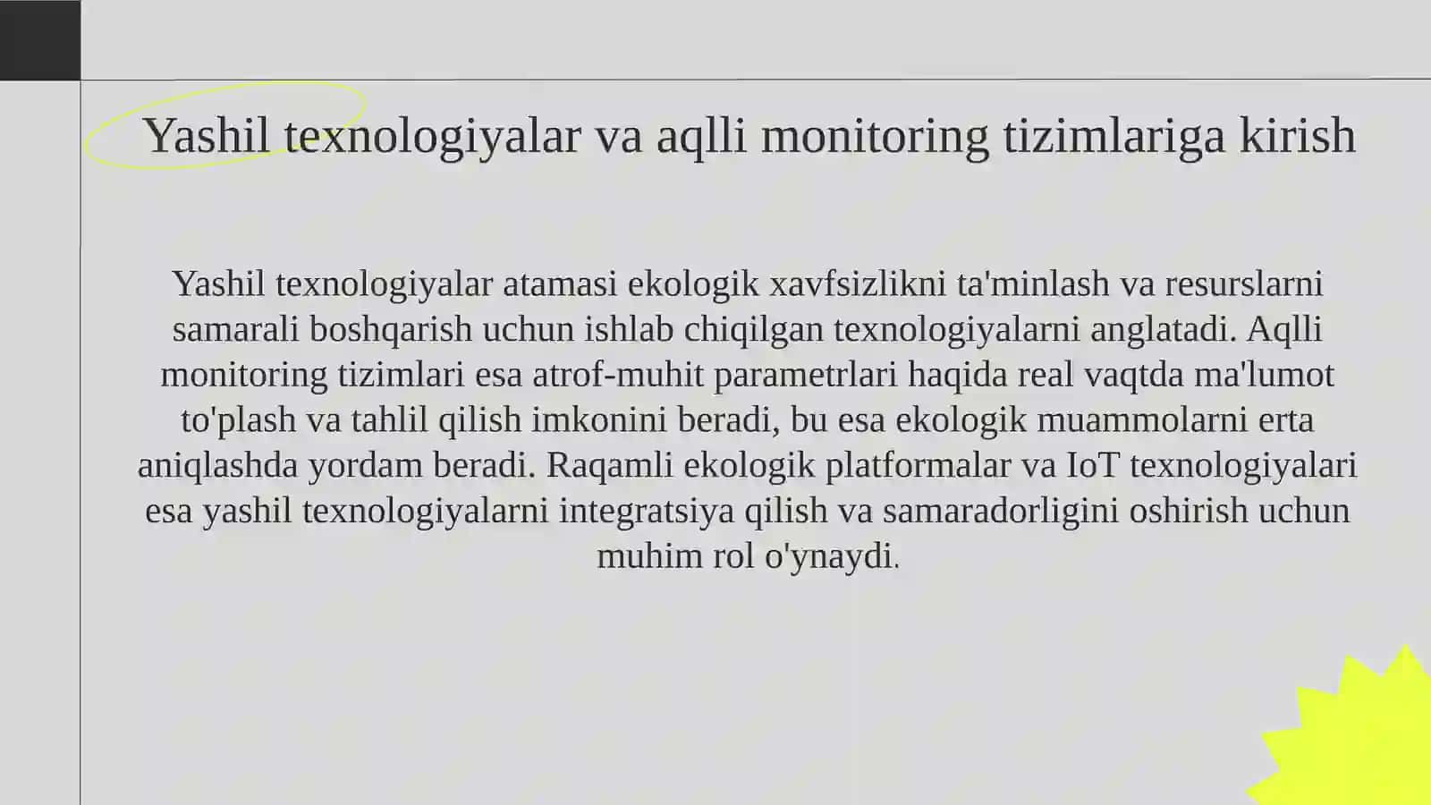 Yashiltexnologiyalar va aqlli monitoring tizimlari 2