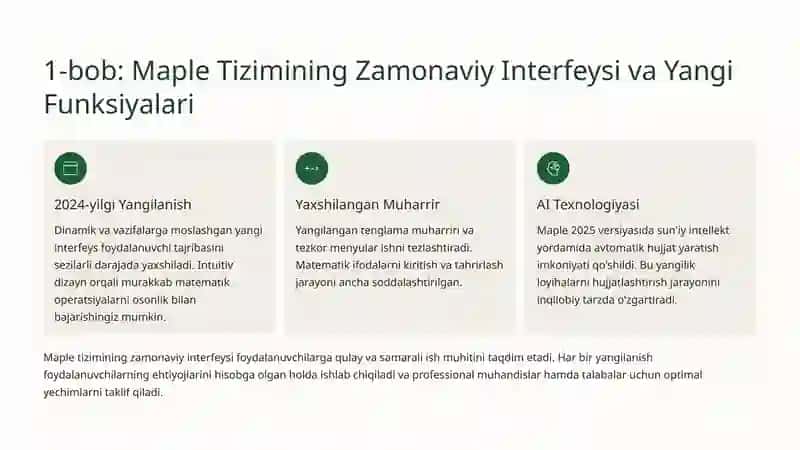 Maple Tizimi Imkoniyatlari: Muhandislik Dasturlari Fani uchun Innovatsion Yechimlar 2