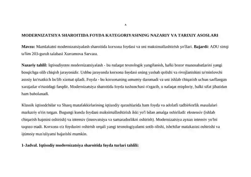 Modernizatsiya sharoitida Foyda kategoriyasining nazariy va tarixiy asoslari 2