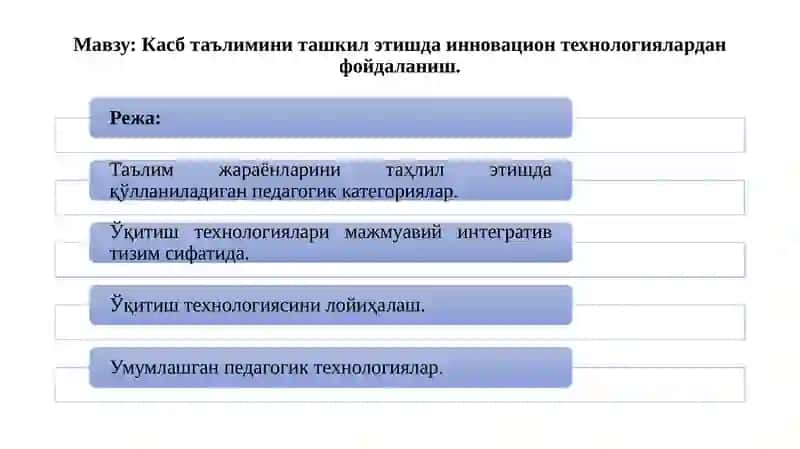 KASB TA’LIMINI TASHKIL ETISHDA INNOVATSION TЕXNOLOGIYALARDAN FOYDALANISH 2