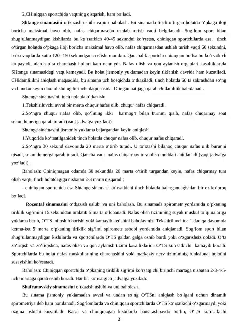 Funksional namunalar yordamida nafas olish tizimini o’rganish 2