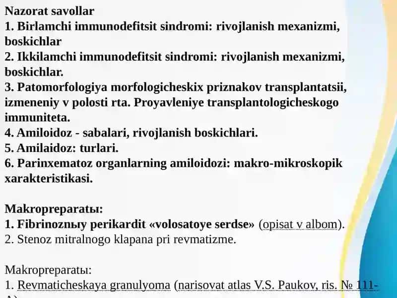 Immuntanqisliksindromlari.Amiloidoz 2