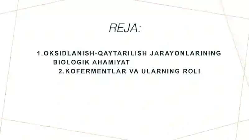 Oksidlanish qaytarilish reaksiyalari ishtirok etuvchi fermentlar 2