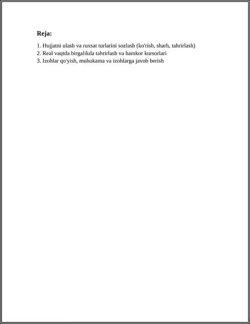 GOOGLE DOESDA HUJJATNI BIRGALIKDA TAHRIRLASH 2