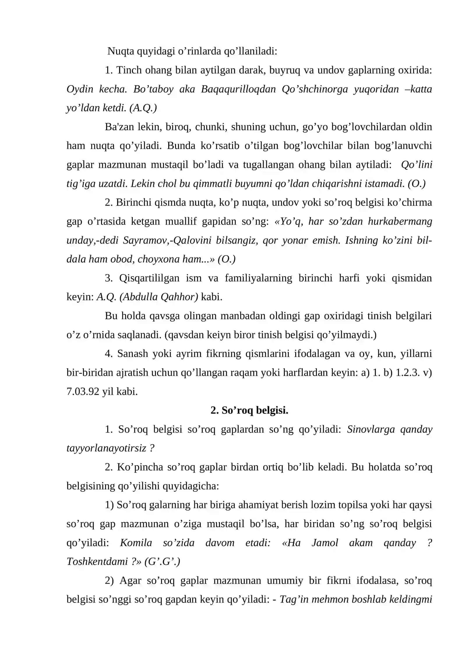Tinish bеlgilarining ishlatilishi 2