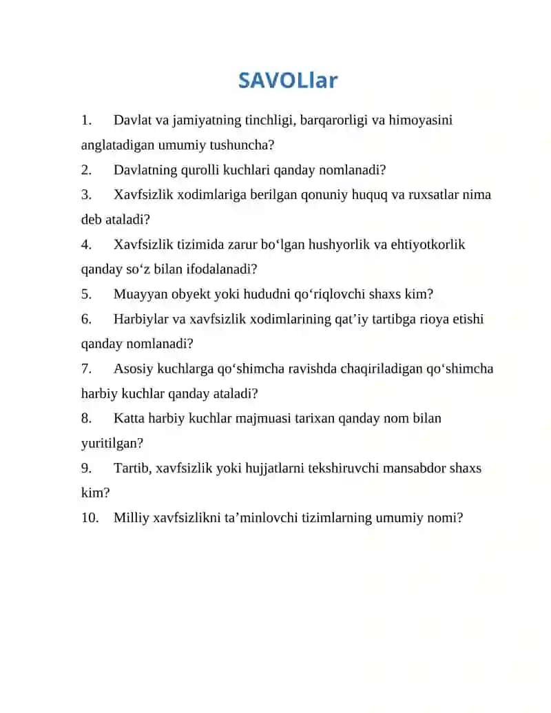 Milliy xafsizlikni ta’minlovchi kuchlar 2
