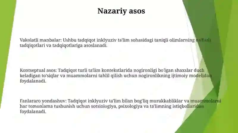 Turli Yo'Nalishdagi Ilmiy Tadqiqotlarda Inklyuziv Ta'Lim Muommolarini O'Rganish 2