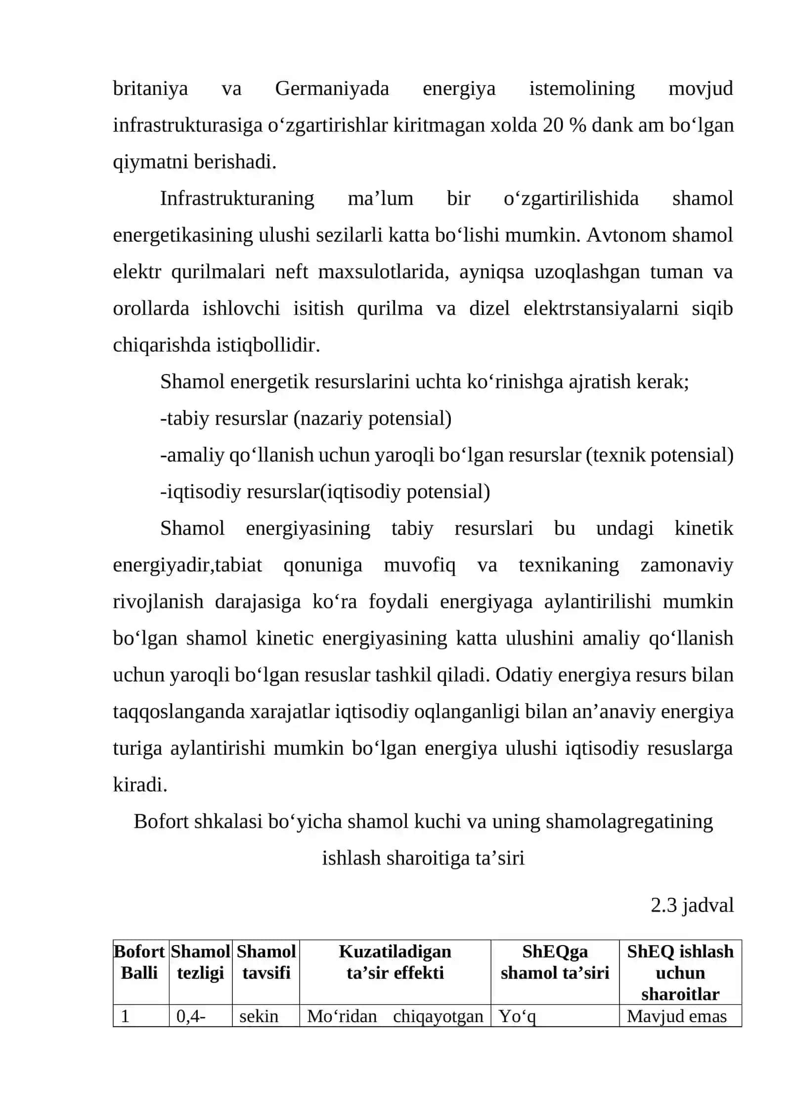 Shamol energiya resurslari va ularni kelib chiqishi 2