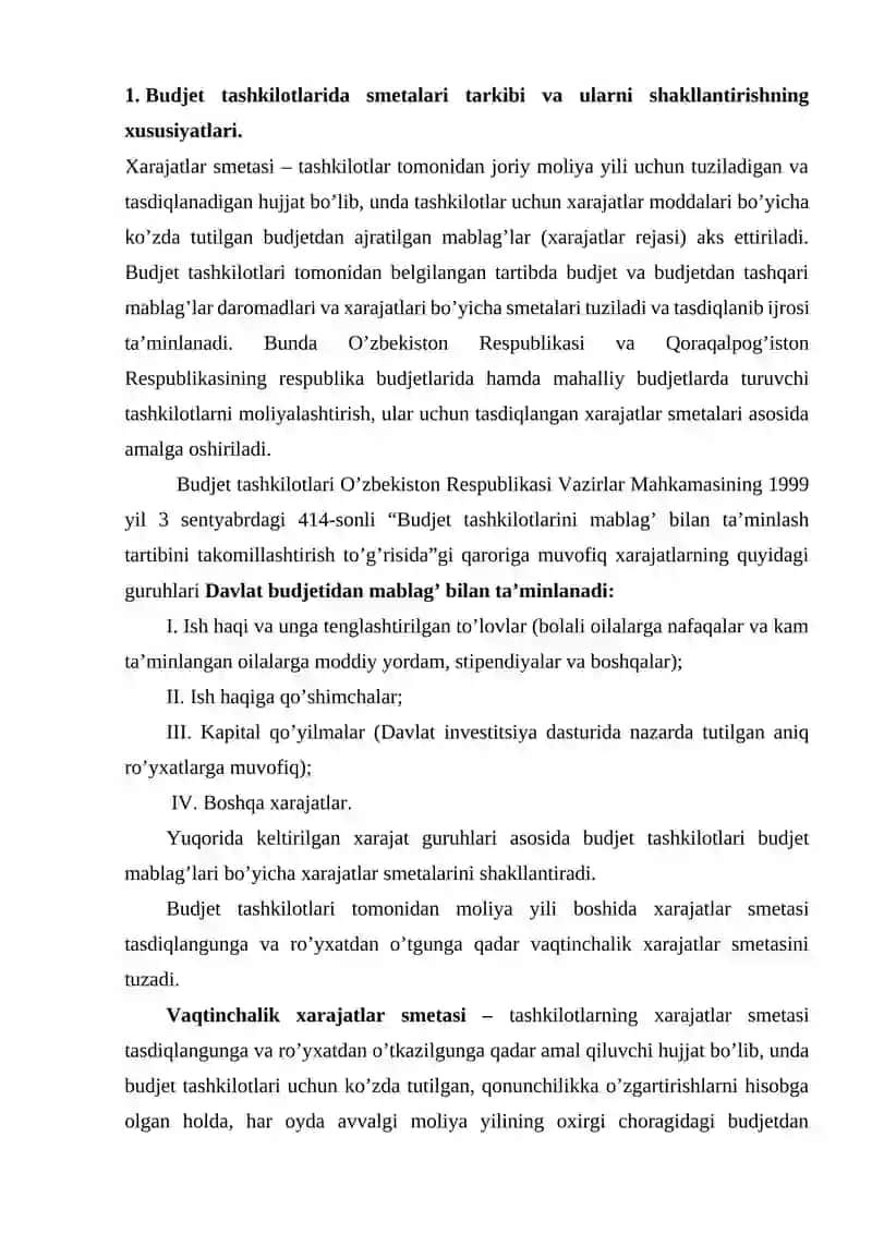 Budjet tizimi va byujet tuzilmasi 2