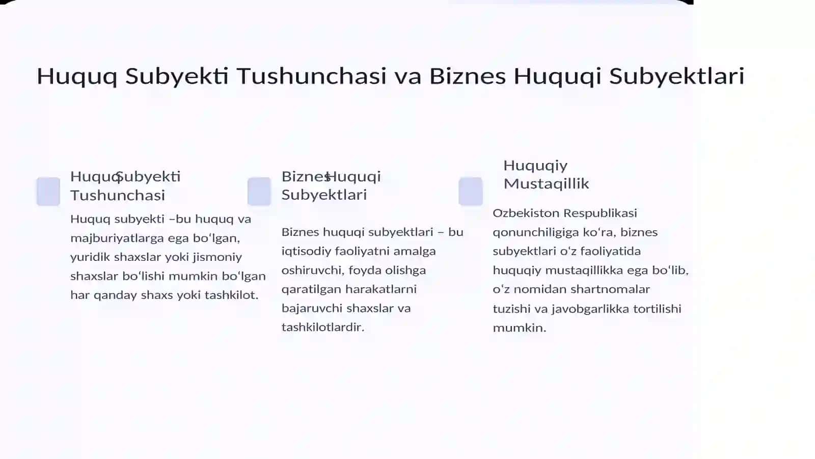 Biznes Huquqi Subyektlari: Tushuncha, Turlar va Huquqiy Holat 2