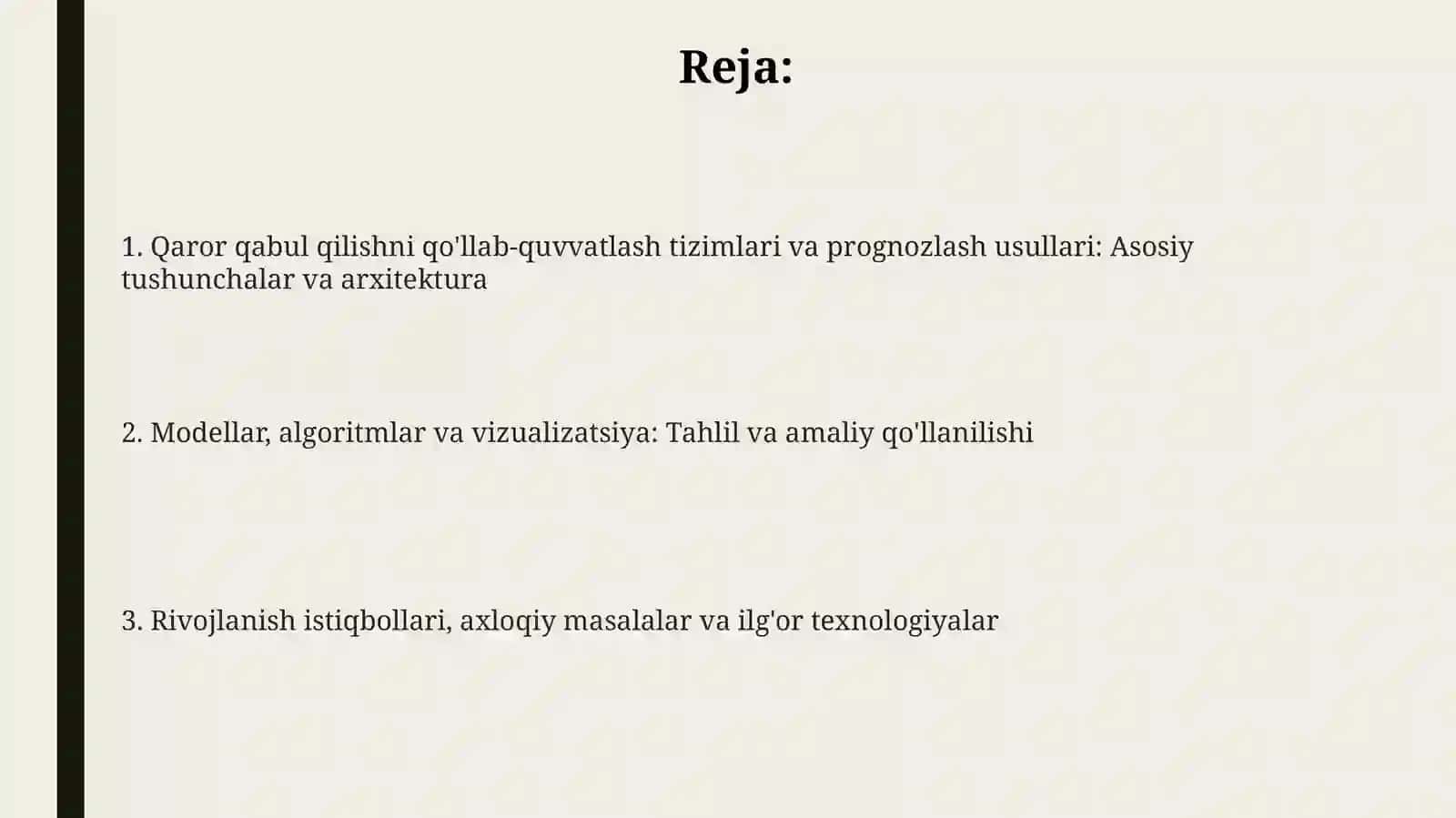 Qarorlarni qo'llab-quvvatlash, prognorzlash usullari 2
