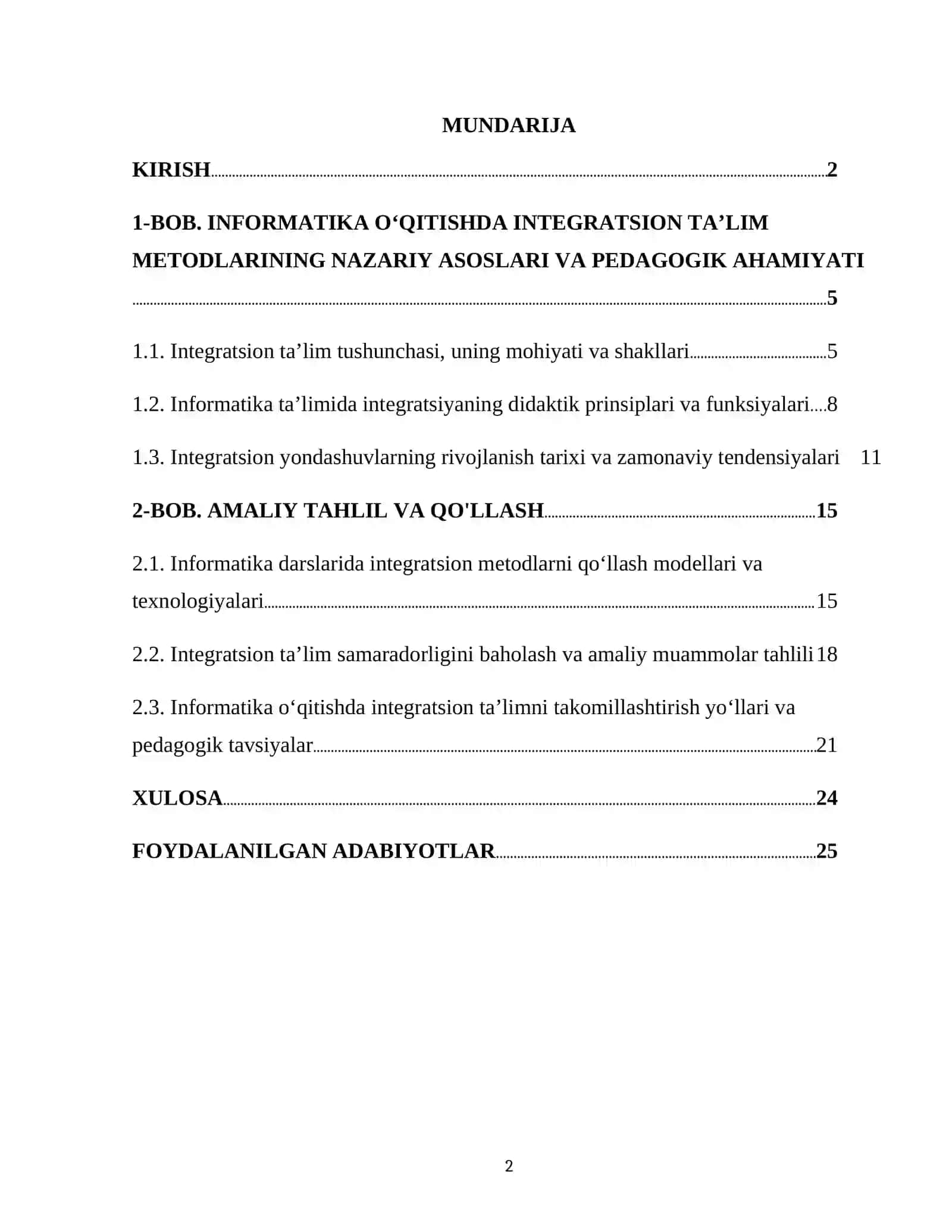 INFORMATIKA O‘QITISHDA INTEGRATSION TA’LIM METODLARI 2