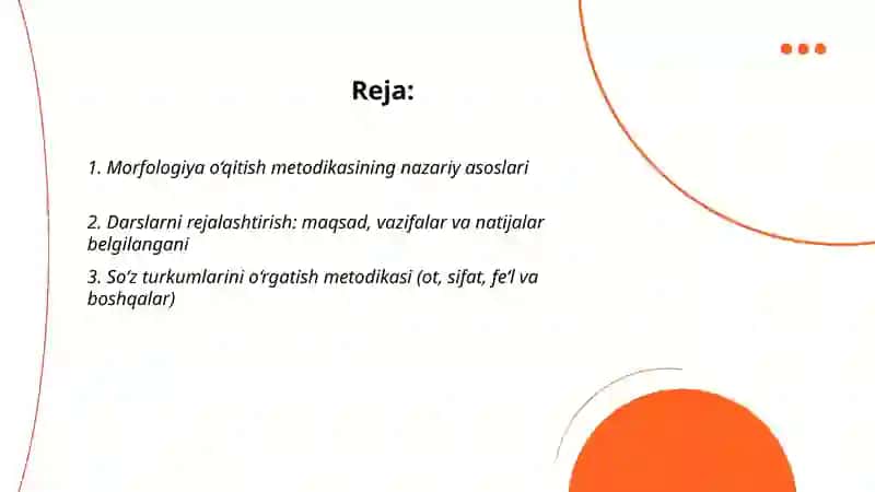MORFOLOGIYA O‘QITISH METODIKASI 2