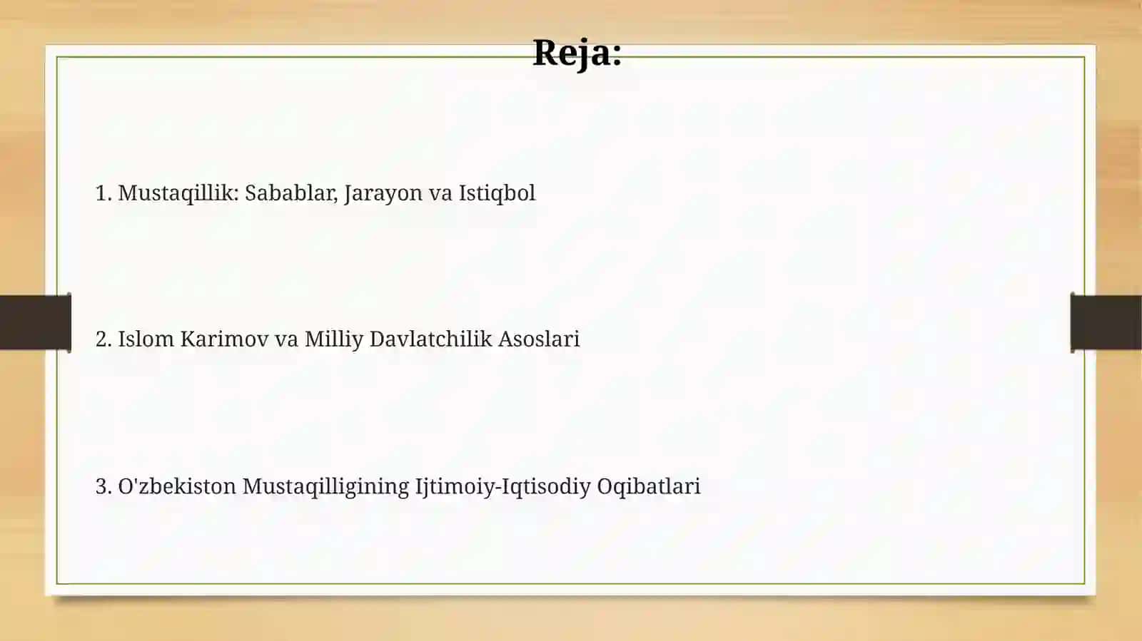 Mustaqil Oʻzbekistonning tashkil topishi 2