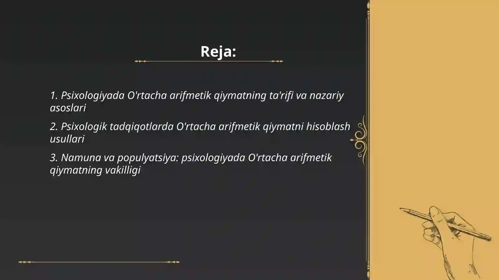 Psixologiyada Òrtacha arifmetik qiymat va uning ahamyati 2