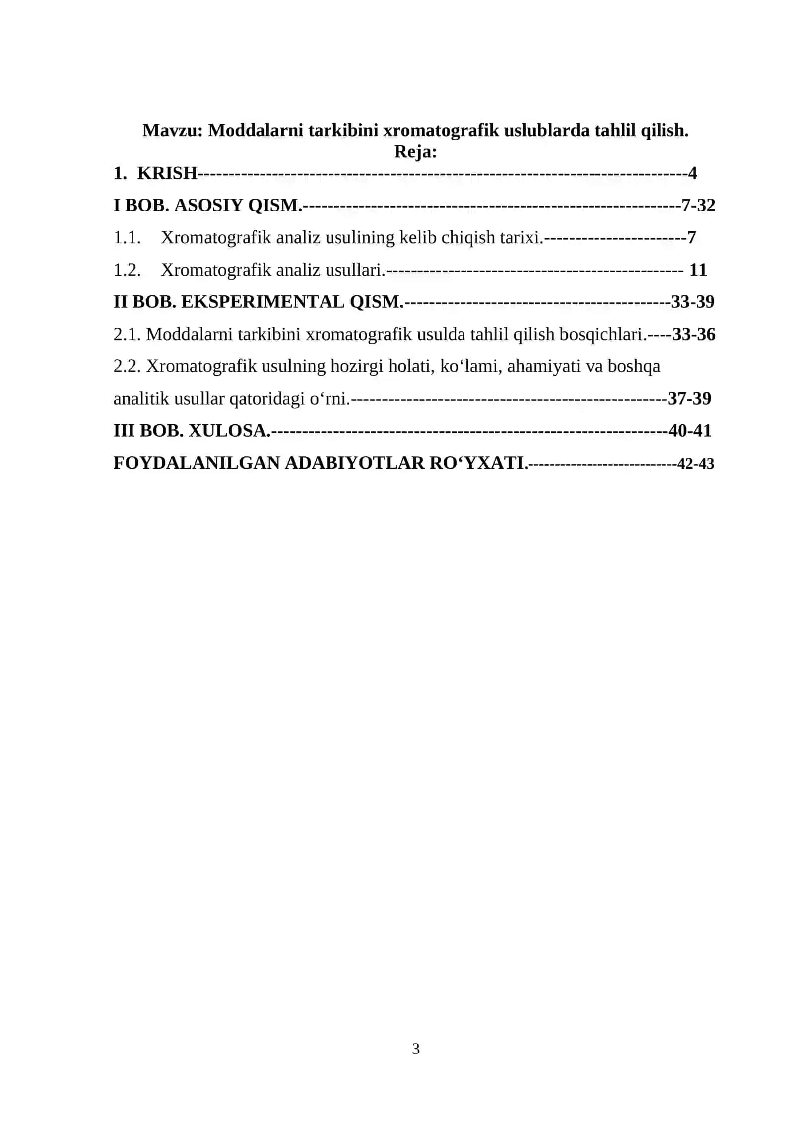 Moddalarni tarkibini xromatografik uslublarda tahlil qilish. 2