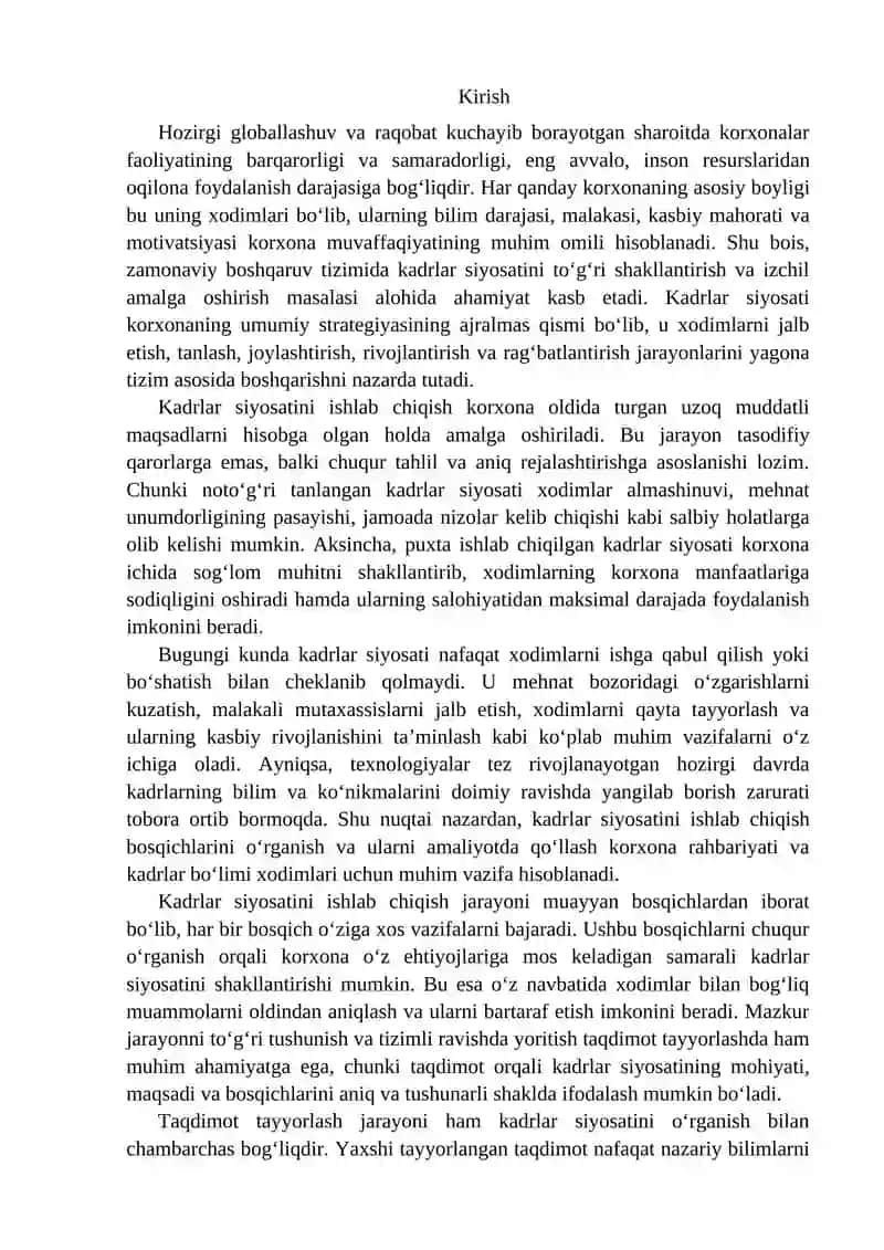 Kadrlar siyosati va personalni boshqarish 2