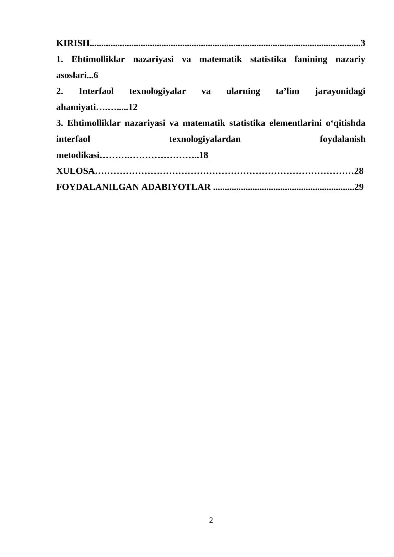 Ehtimolliklar nazariyasi va matematik statistika elementlari  modulini oʻqitishda interfaol texnologiyalardan foydalanish 2
