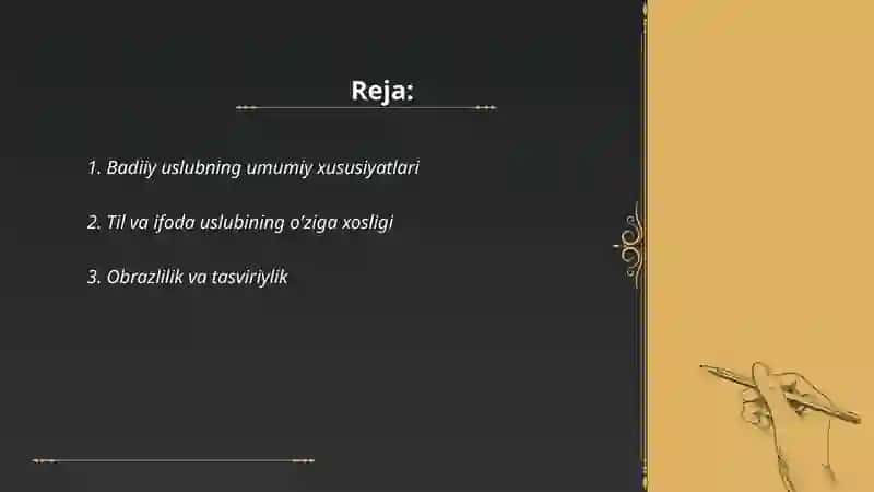 Badiiy uslubning xususiyatlari 2